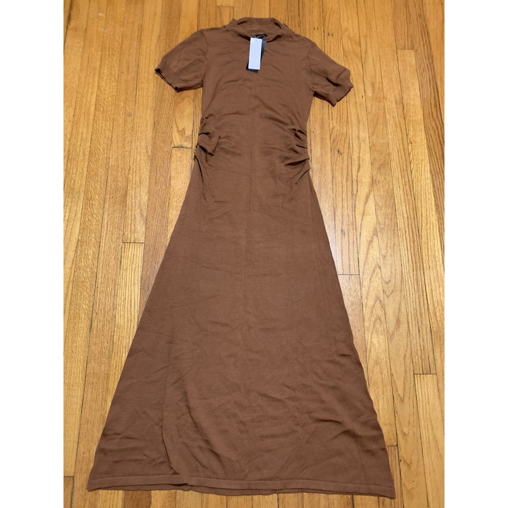 Isabel & Nina Rust Modest Cottagecore S Ruched Sweater Maxi Dress NWT